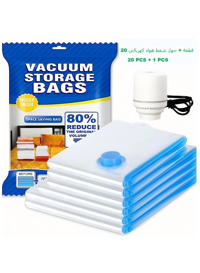 DYSWEI Premium Vacuum Storage Bags with Electric Pump, 20 Pack (1 Super Jumbo，4Jumbo, 5 Large, 5 Medium, 5 Small), Reusable Space Saver Bags for Clothes, Mattress, Blanket, Duvets, Pillows, Comforters, Quilt, Travel - Image 1